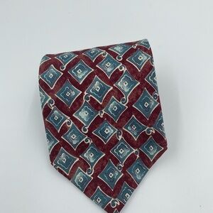 Paul Stuart Maroon and Teal Patterned Tie